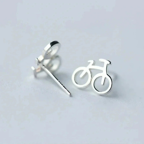 Sterling Silver Bicycle Stud Earrings 🚲 - Picture 3 of 7